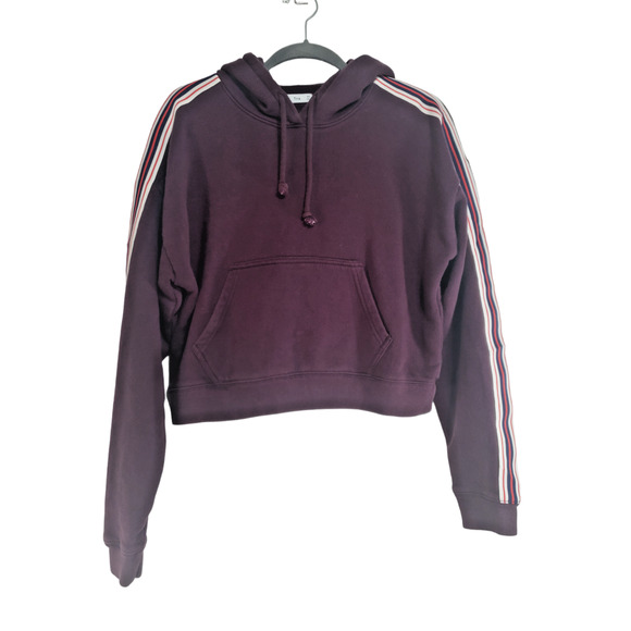 Aritzia TNA Women's Burgundy Fleece Hooded Pullover Cotton Sweatshirt size XS - Picture 1 of 8